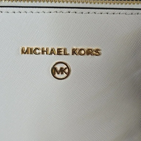 Michael Kors White Tote with Bear Charm Added EUC LIKE NEW - Picture 2 of 13